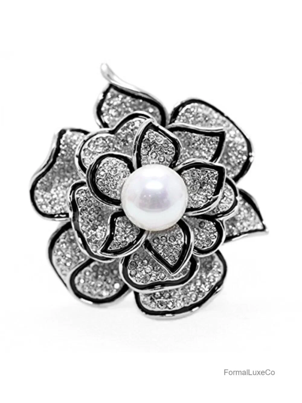 Sparkly Flower Brooch Pin for Women with Created Crystals